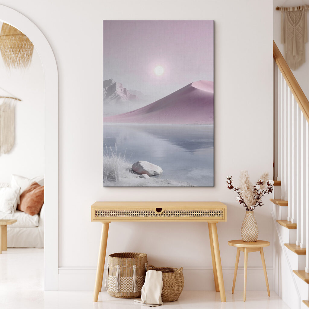 Roze zandduin naast een waterpartij — interieur 3