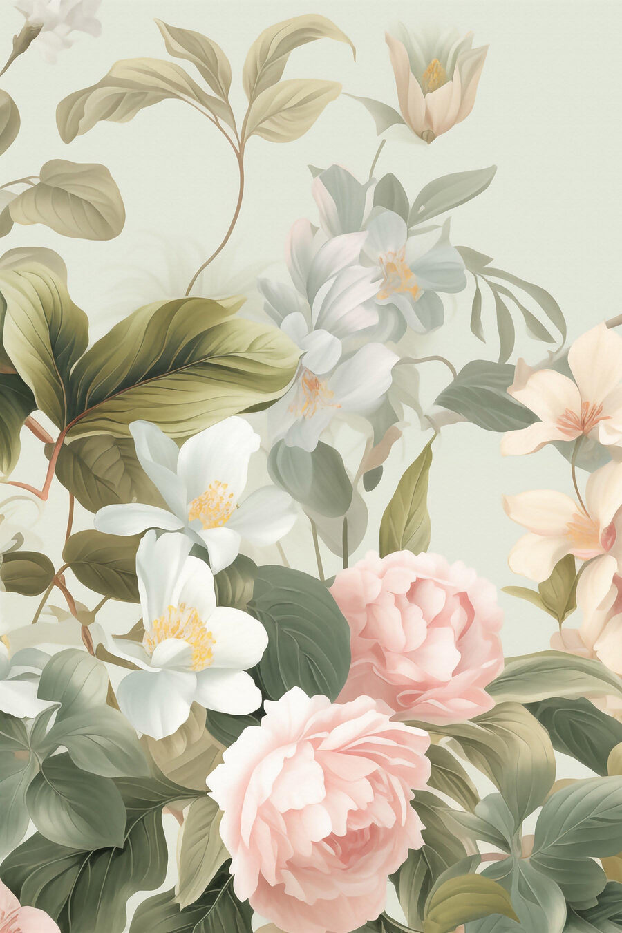 Verfijnde bloemen in zachte tinten — volledig ontwerp