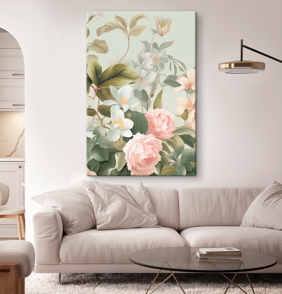 Verfijnde bloemen in zachte tinten — interieur 1