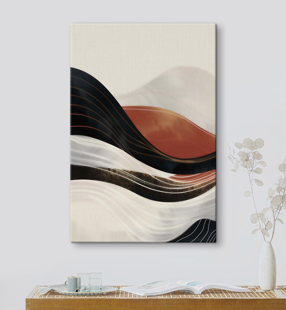 Zwart-witte golvende lijnen — interieur 1
