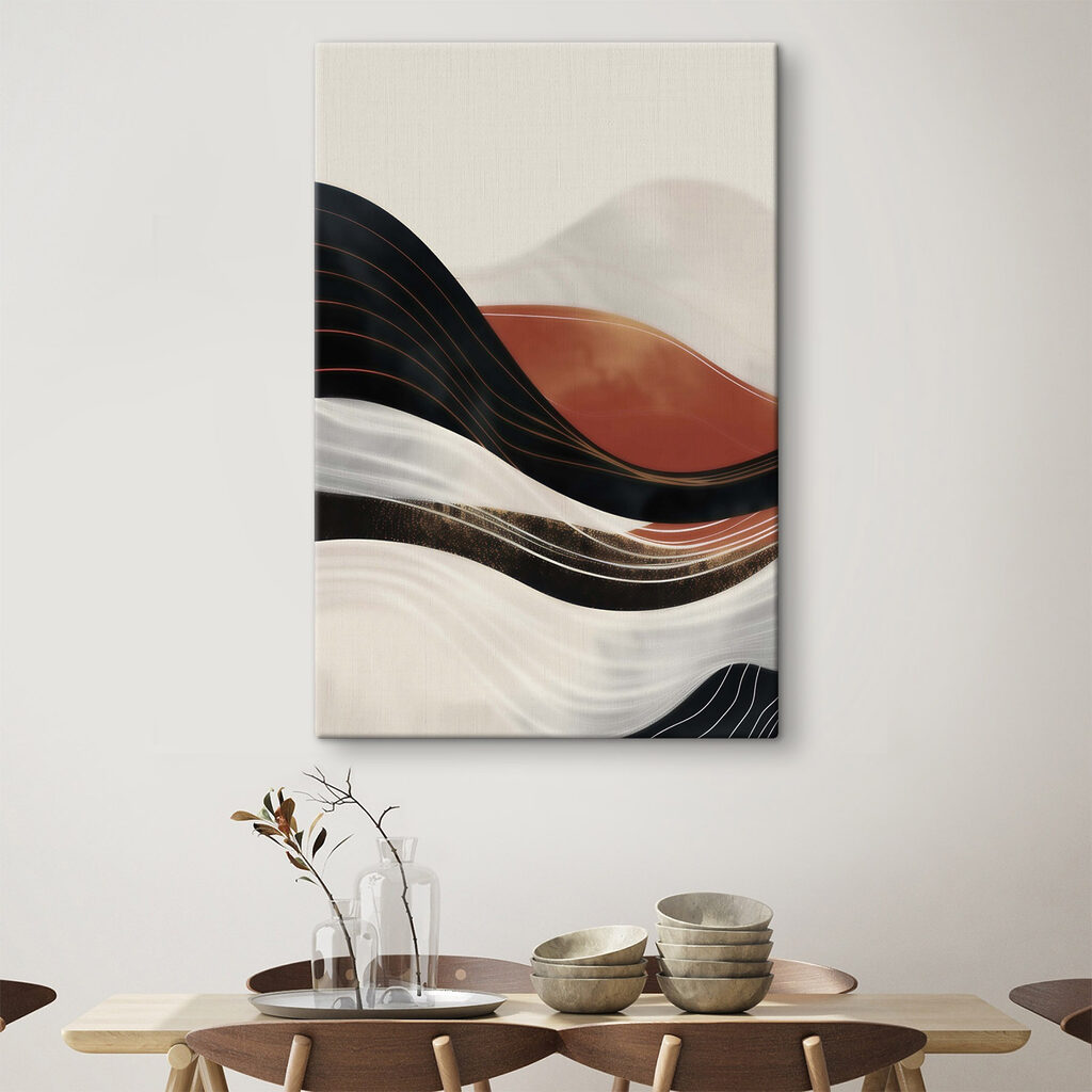 Zwart-witte golvende lijnen — interieur 2