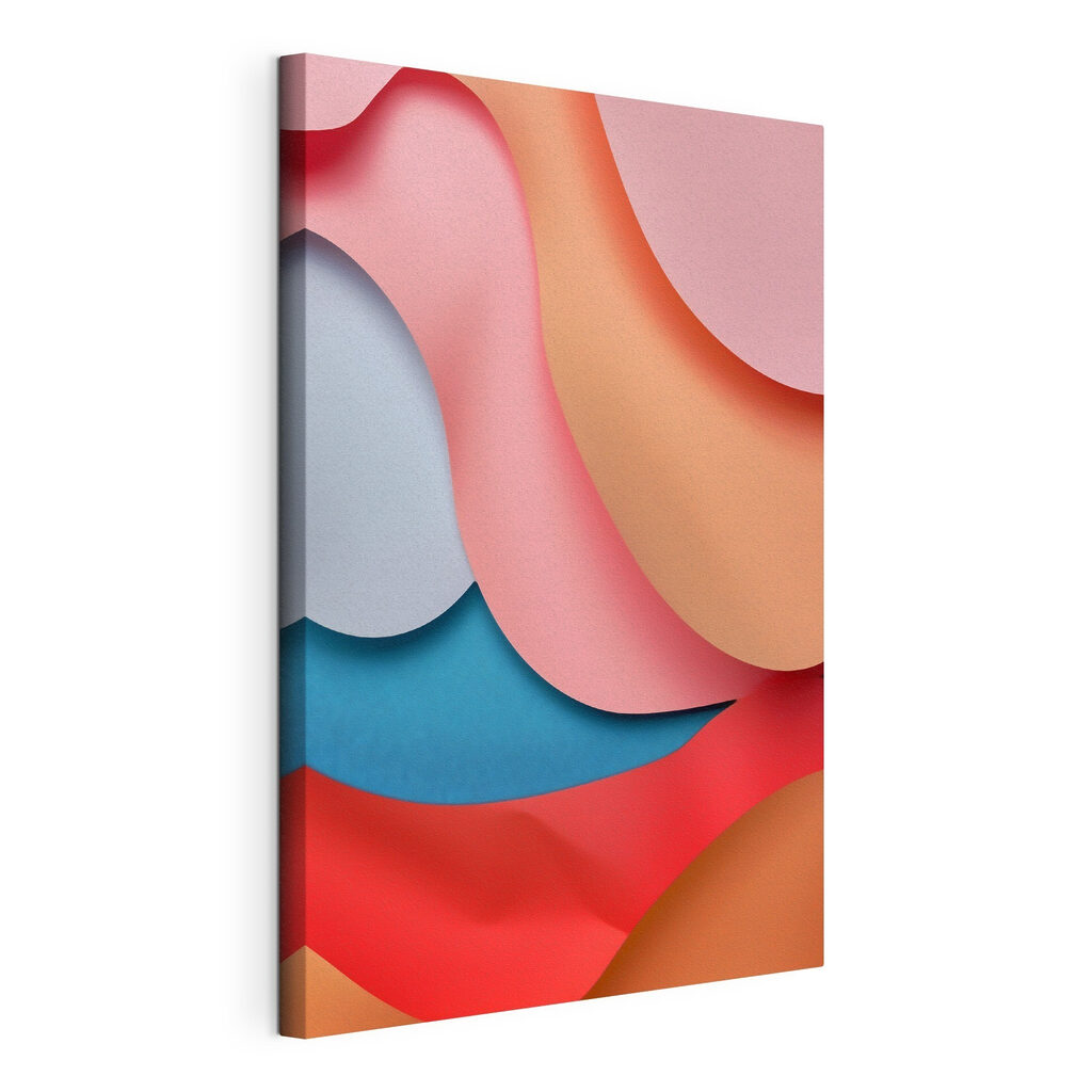 Kleurrijke lagen papierkunst, gespannen canvas met doorlopende rand