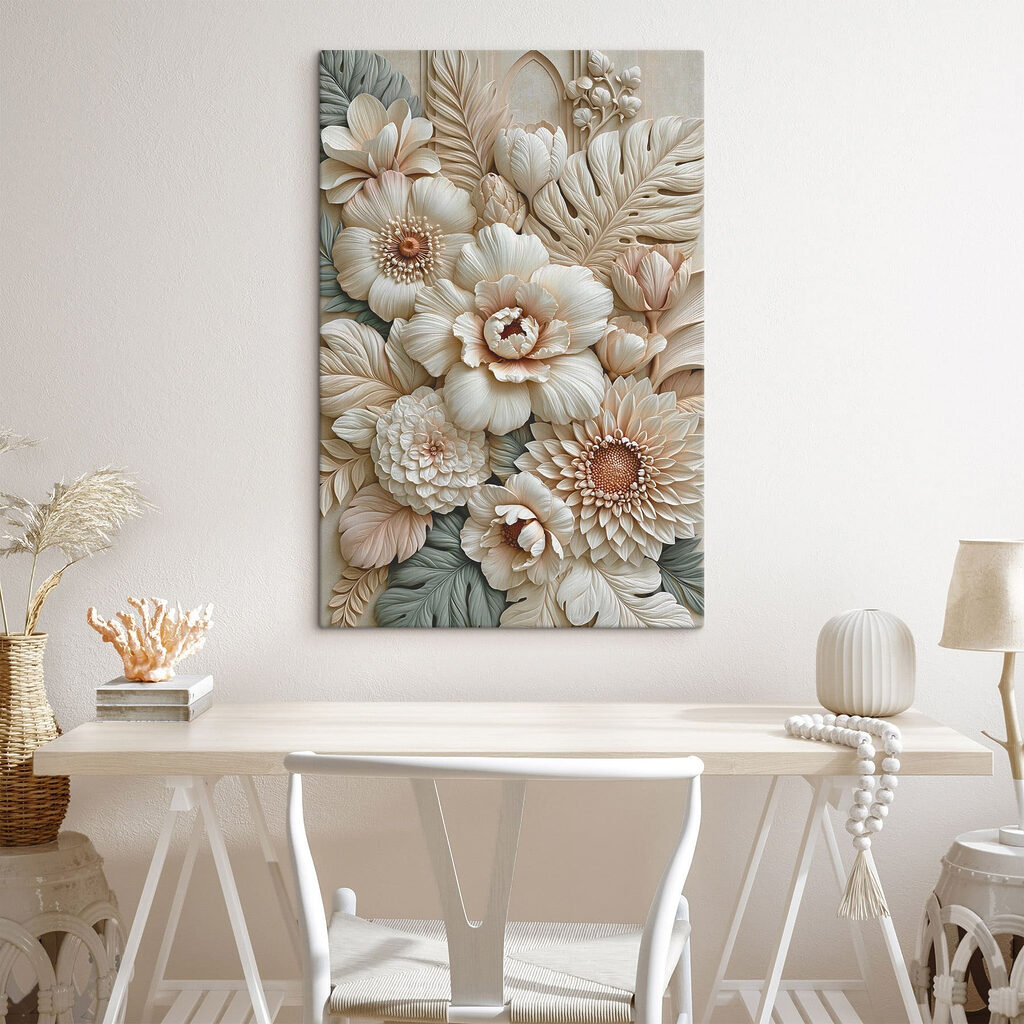 Elegante bloemschikking in zachte tinten — interieur 1