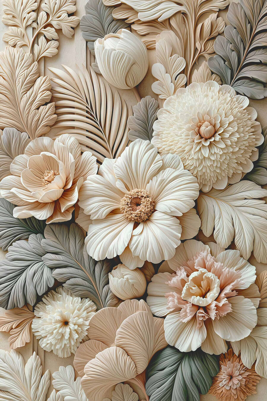 Groep bloemen en bladeren — volledig ontwerp
