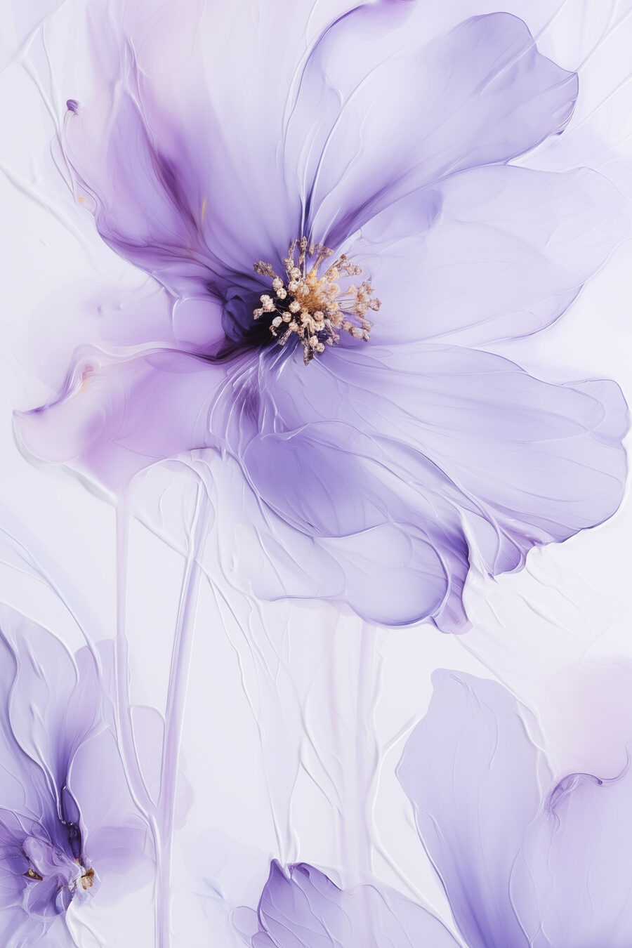 De verfijnde elegantie van paarse bloemen komt tot uiting — volledig ontwerp