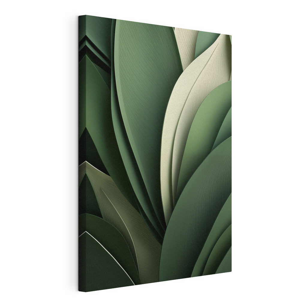 Het ontwerp van de natuur in rustgevende groentinten, gespannen canvas met doorlopende rand