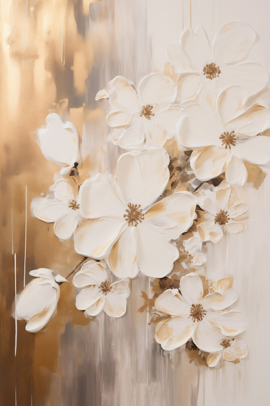Schilderij van witte bloemen — volledig ontwerp