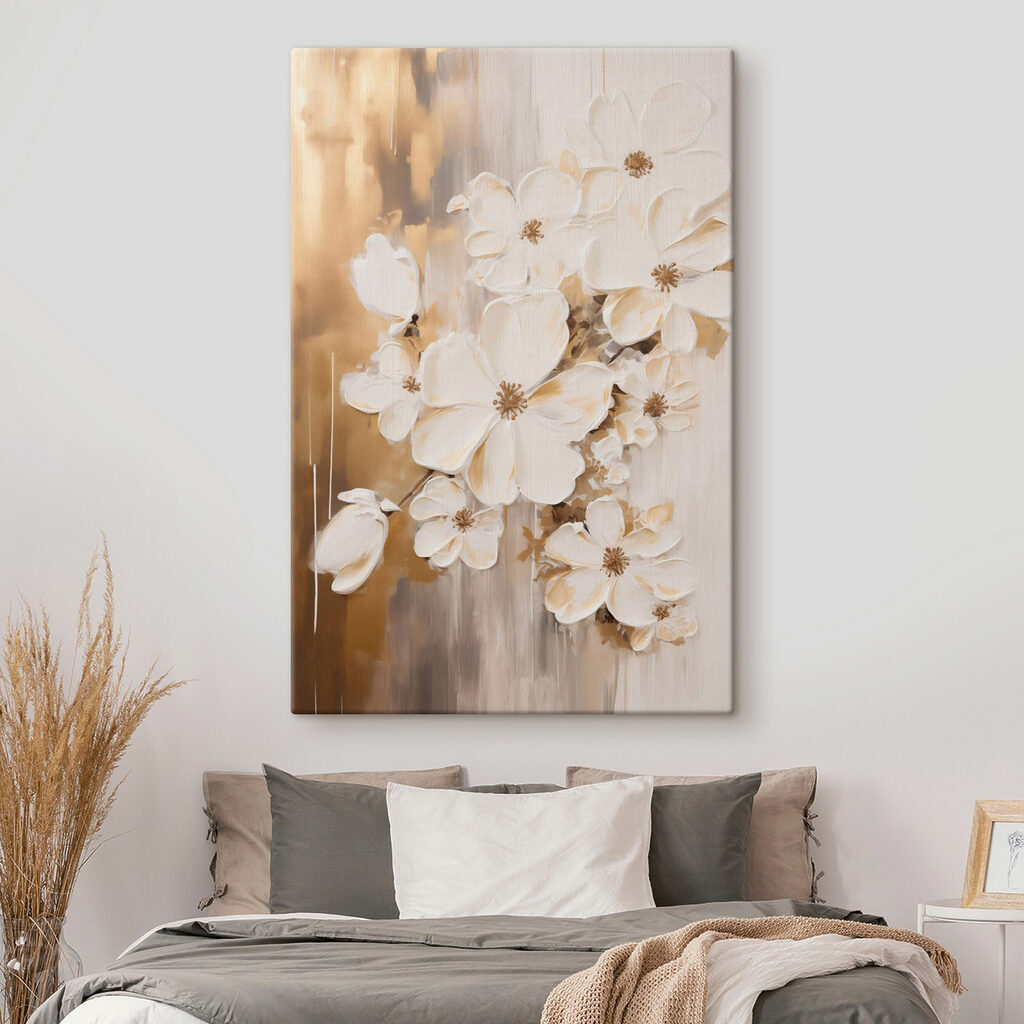 Schilderij van witte bloemen — interieur 1