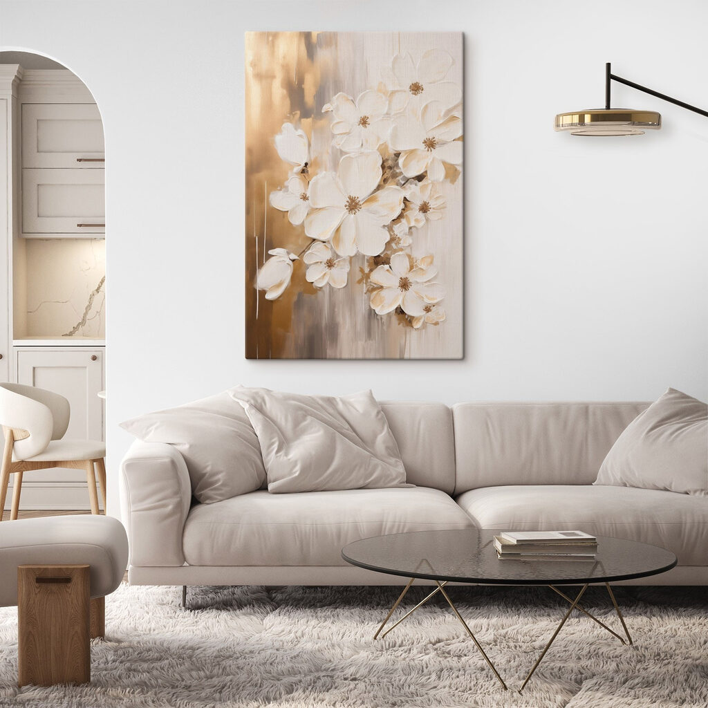 Schilderij van witte bloemen — interieur 2