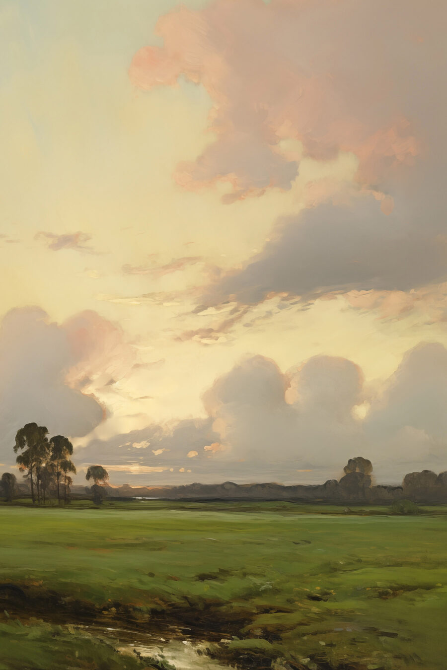 Landschap met bomen en wolken — volledig ontwerp