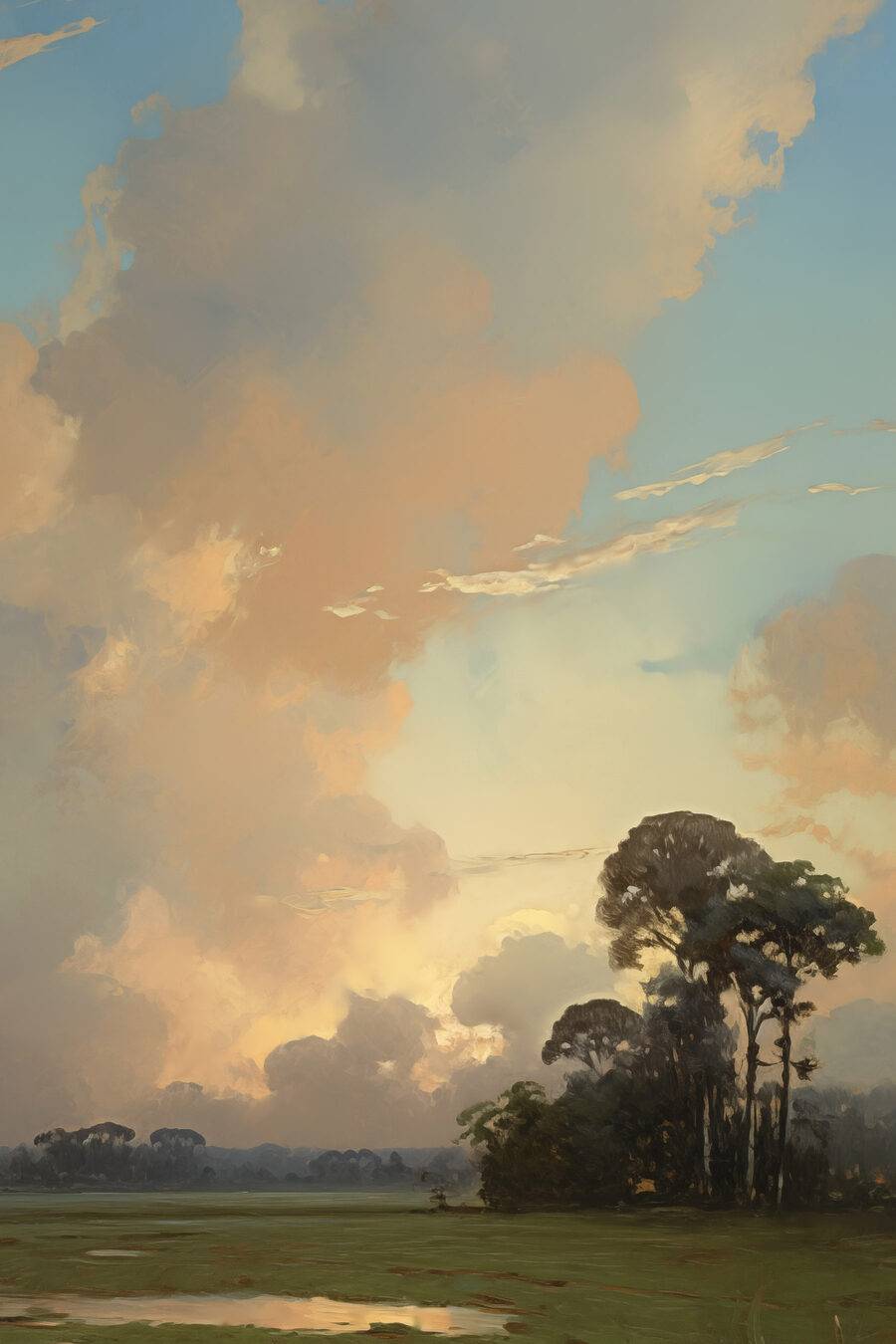 Groep bomen en wolken — volledig ontwerp