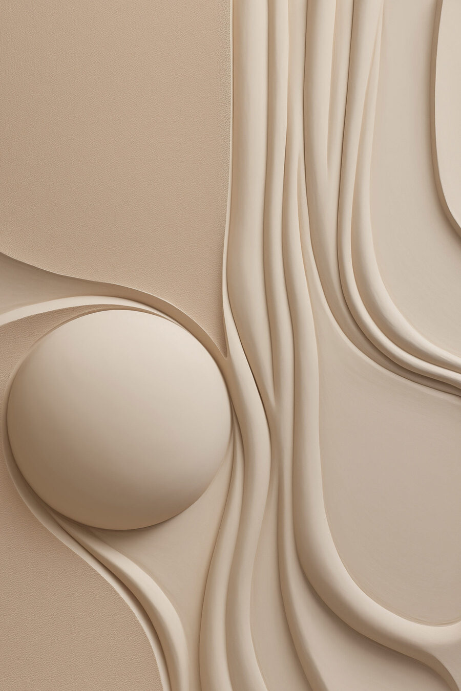 Witte bol op een beige achtergrond — volledig ontwerp