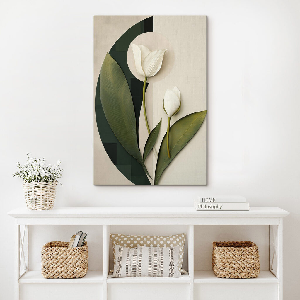 Witte bloemen met groene bladeren — interieur 1