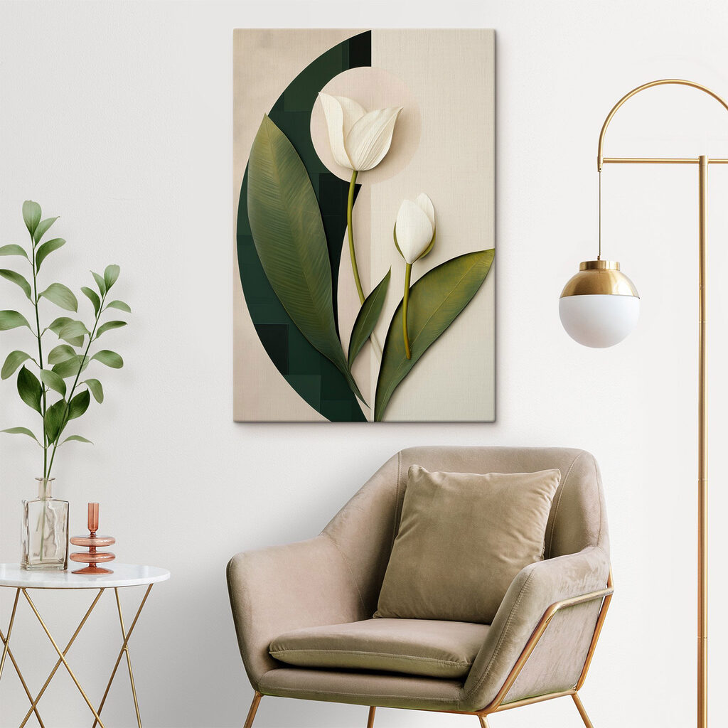 Witte bloemen met groene bladeren — interieur 2