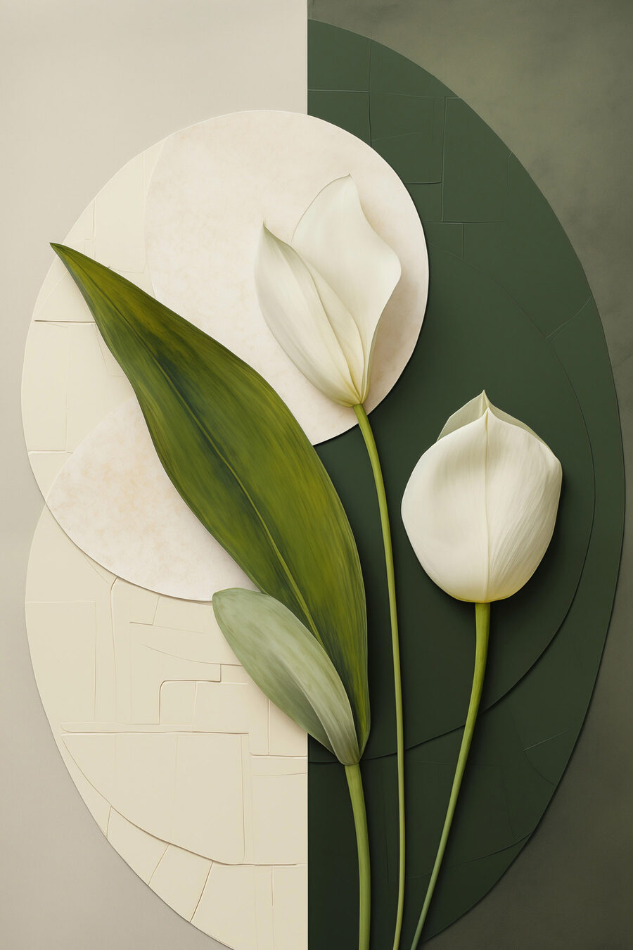 Witte bloemen met groene bladeren — volledig ontwerp