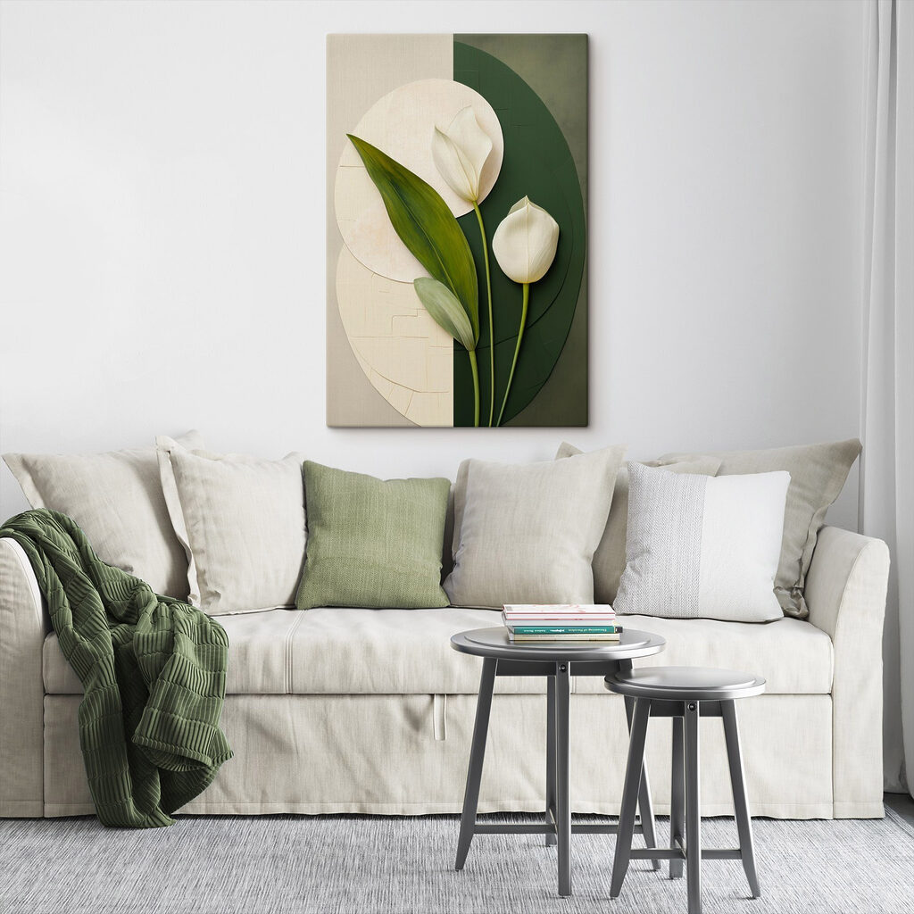 Witte bloemen met groene bladeren — interieur 2