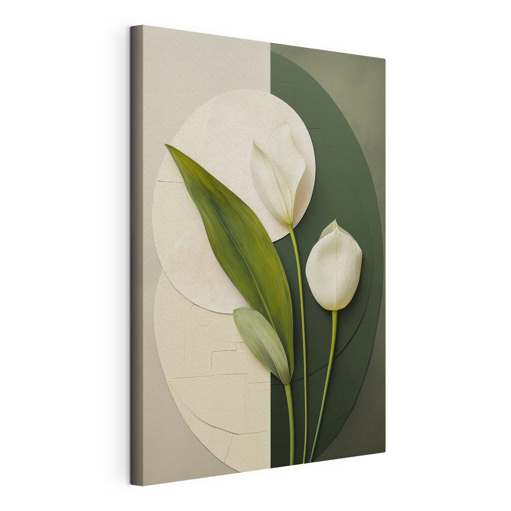 Witte bloemen met groene bladeren — productweergave
