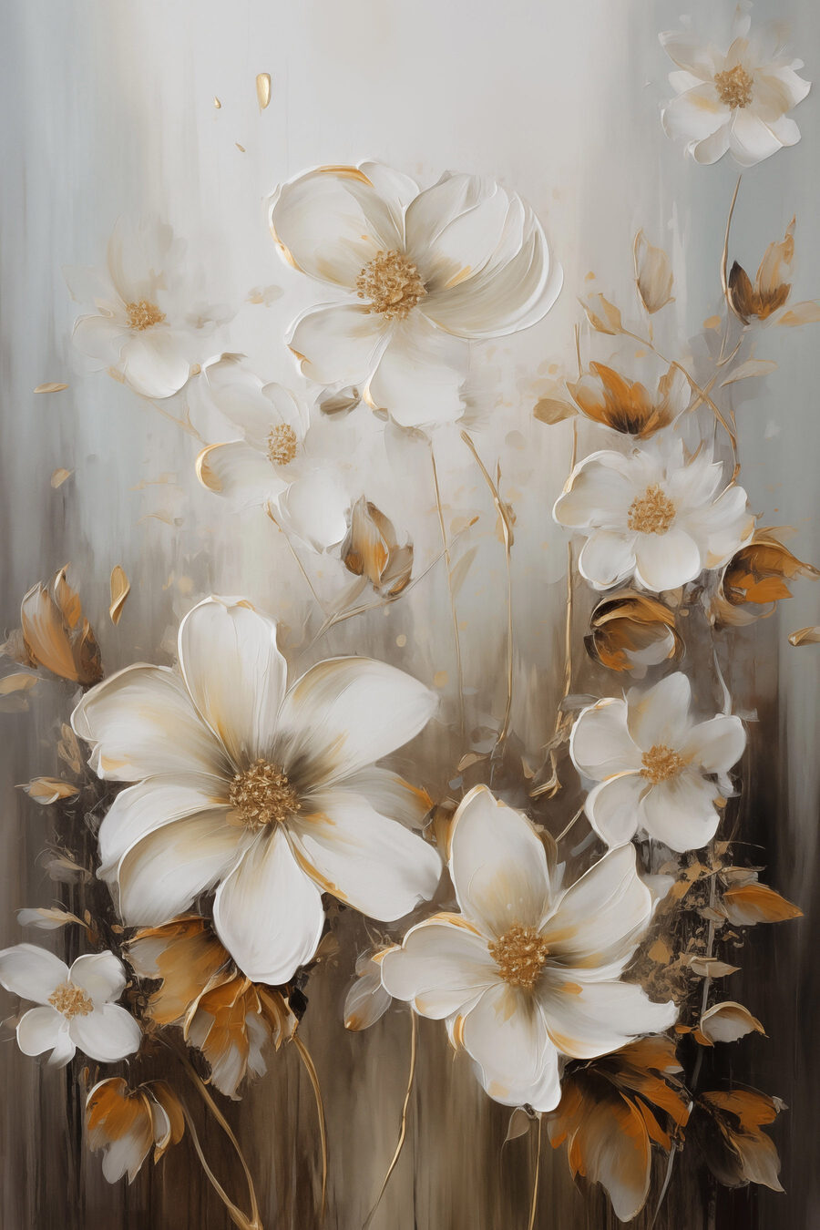 Schilderij van witte bloemen — volledig ontwerp
