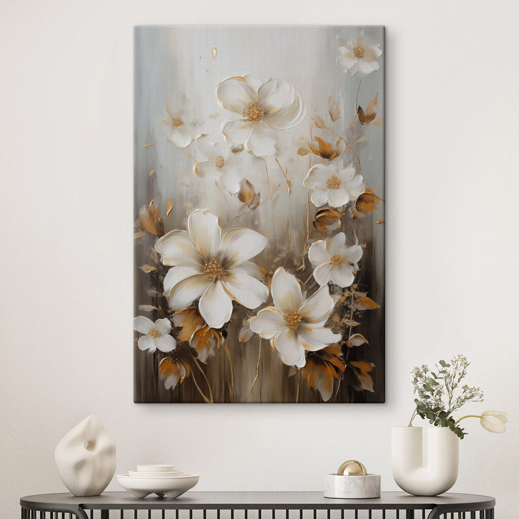 Schilderij van witte bloemen — interieur 2