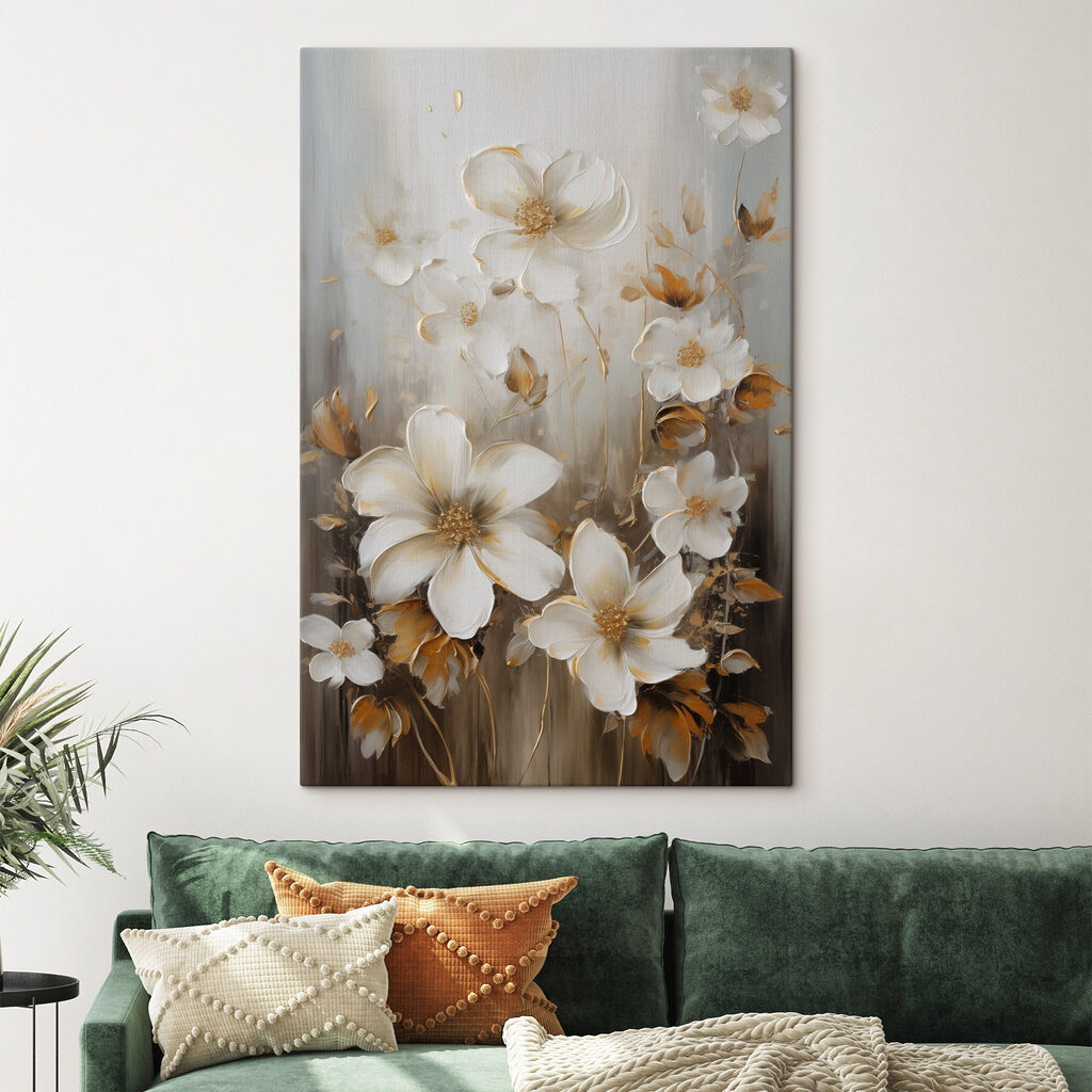 Schilderij van witte bloemen — interieur 1