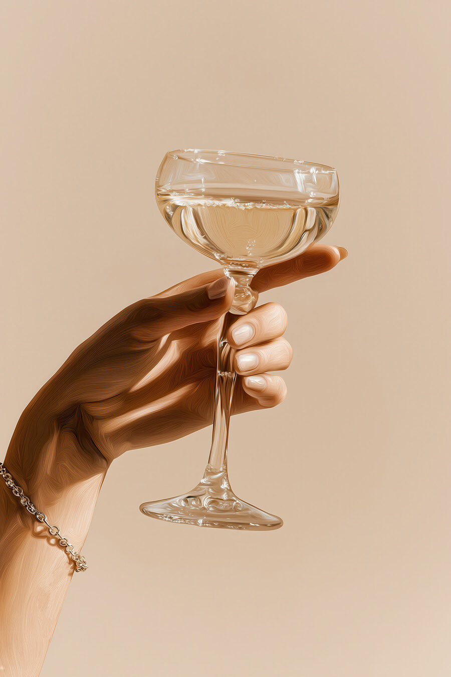 Hand met een glas wijn — volledig ontwerp