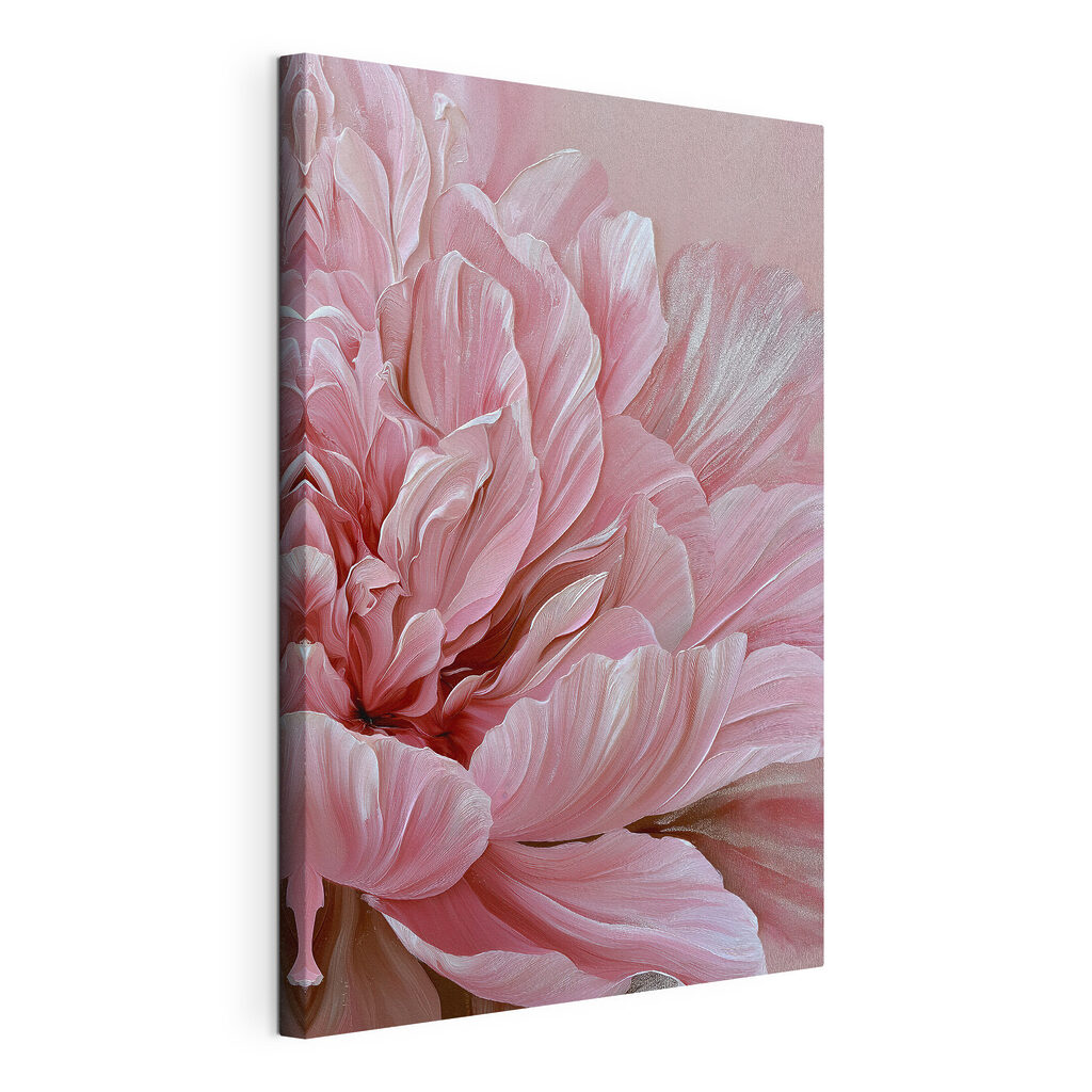 Zachte bloemen in subtiele pasteltinten, gespannen canvas met doorlopende rand