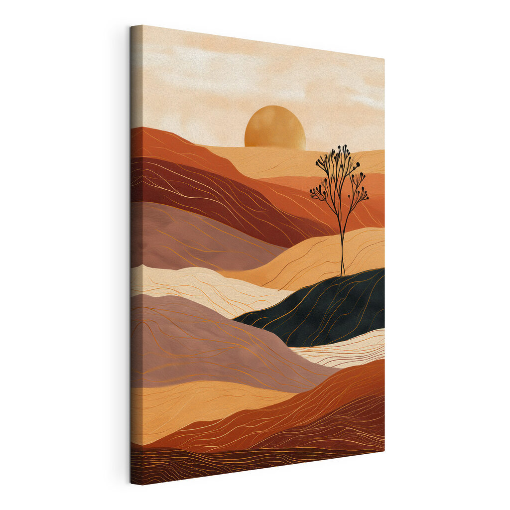 Landschap met een boom en heuvels — productweergave