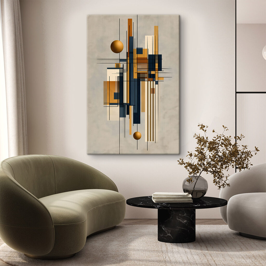 Kunstwerk met een bal en vierkanten — interieur 2