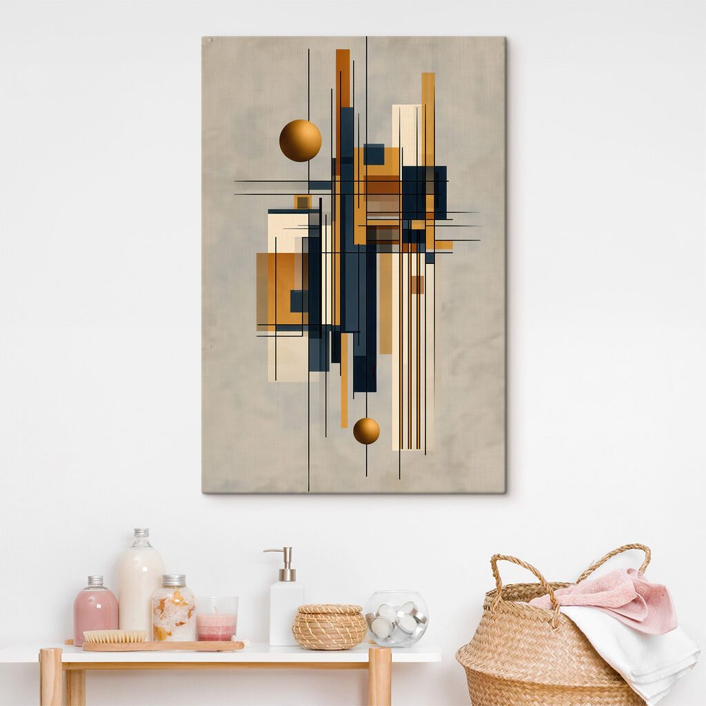Kunstwerk met een bal en vierkanten — interieur 1