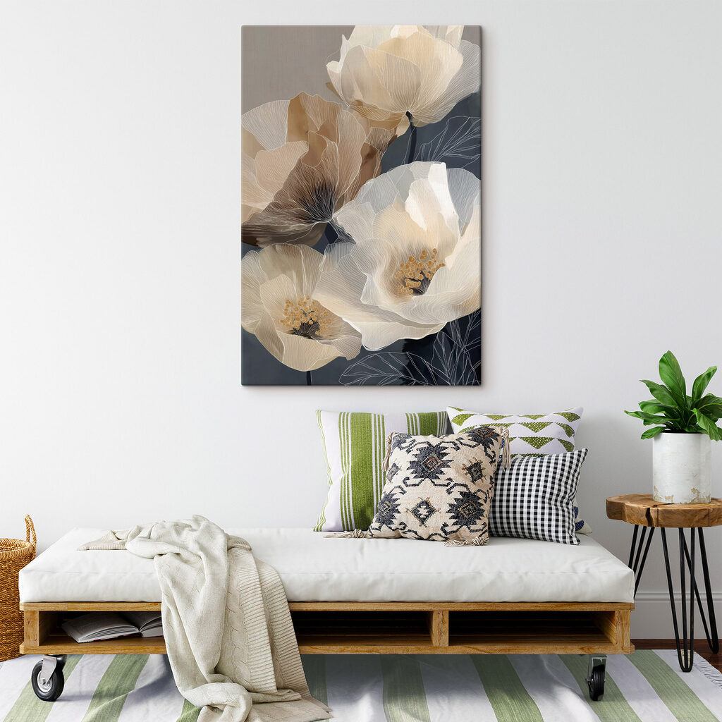Verfijnde bloemen in zachte aardetinten — interieur 2