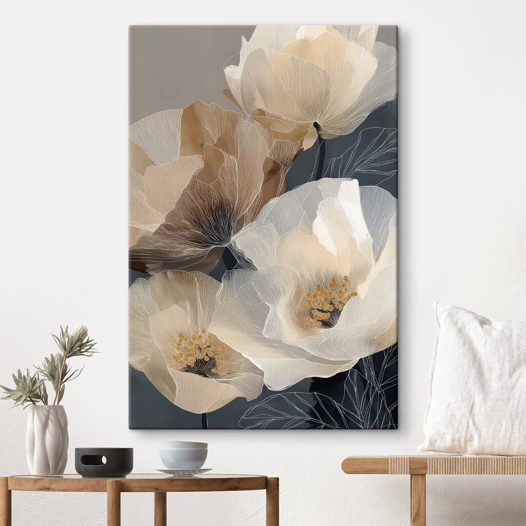 Verfijnde bloemen in zachte aardetinten — interieur 1