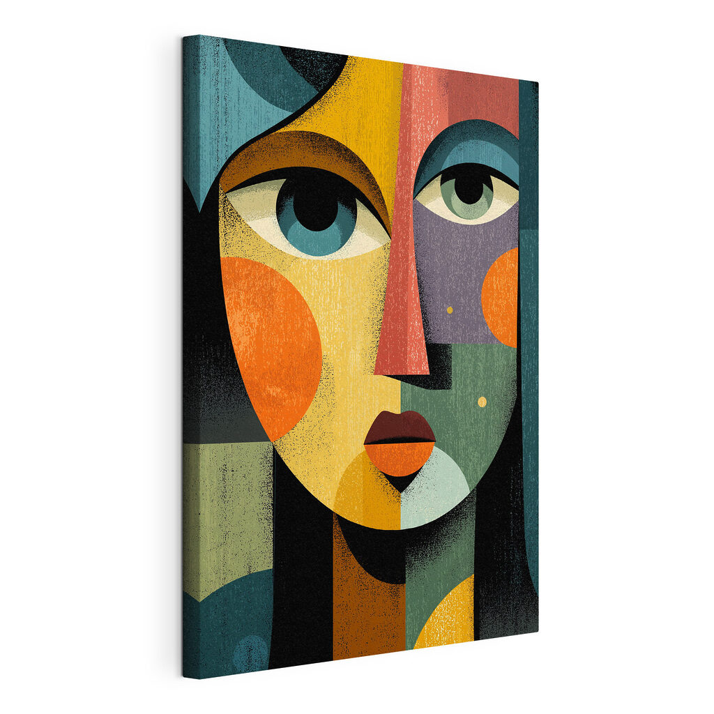 Opvallende kleuren gaan hand in hand met abstracte elementen, gespannen canvas met doorlopende rand