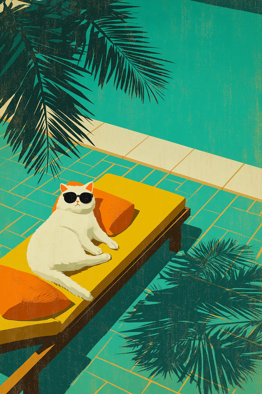 Kat die op een bed ligt — volledig ontwerp