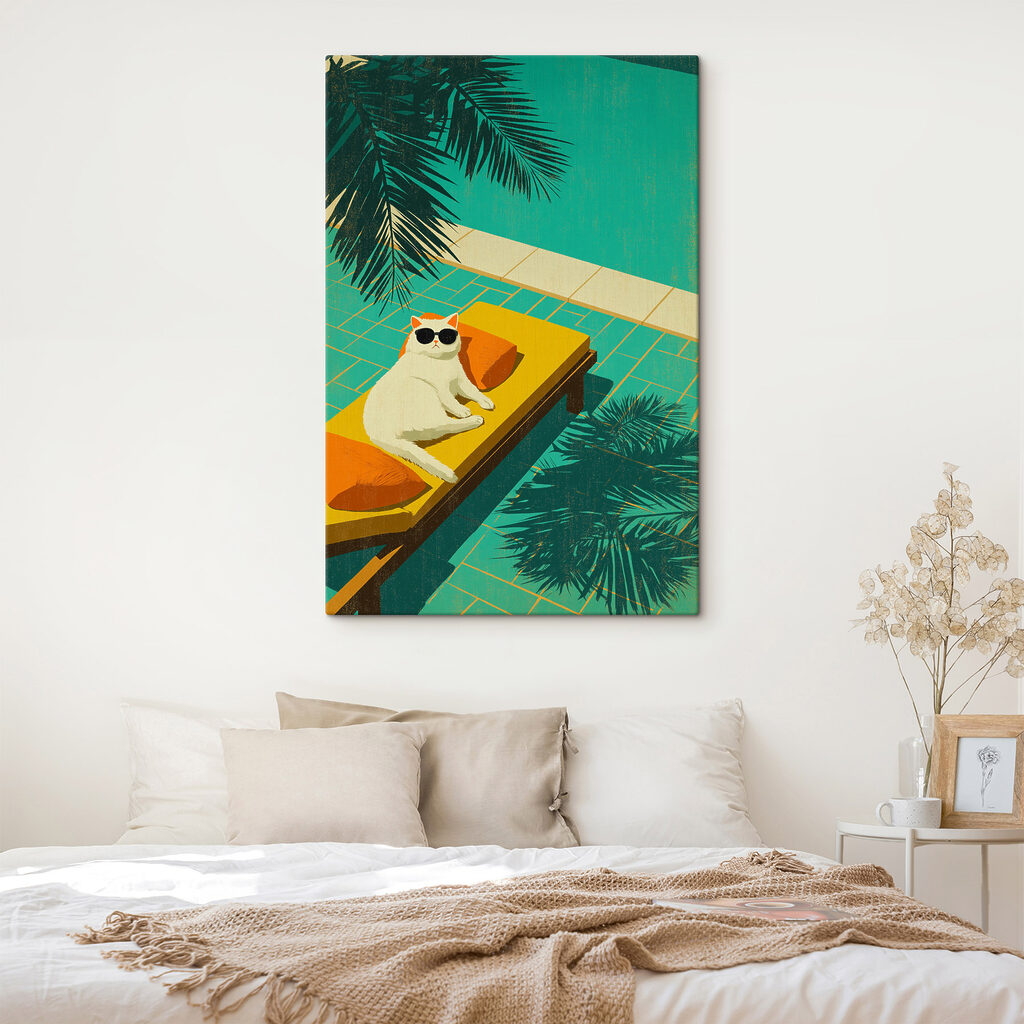 Kat die op een bed ligt — interieur 1