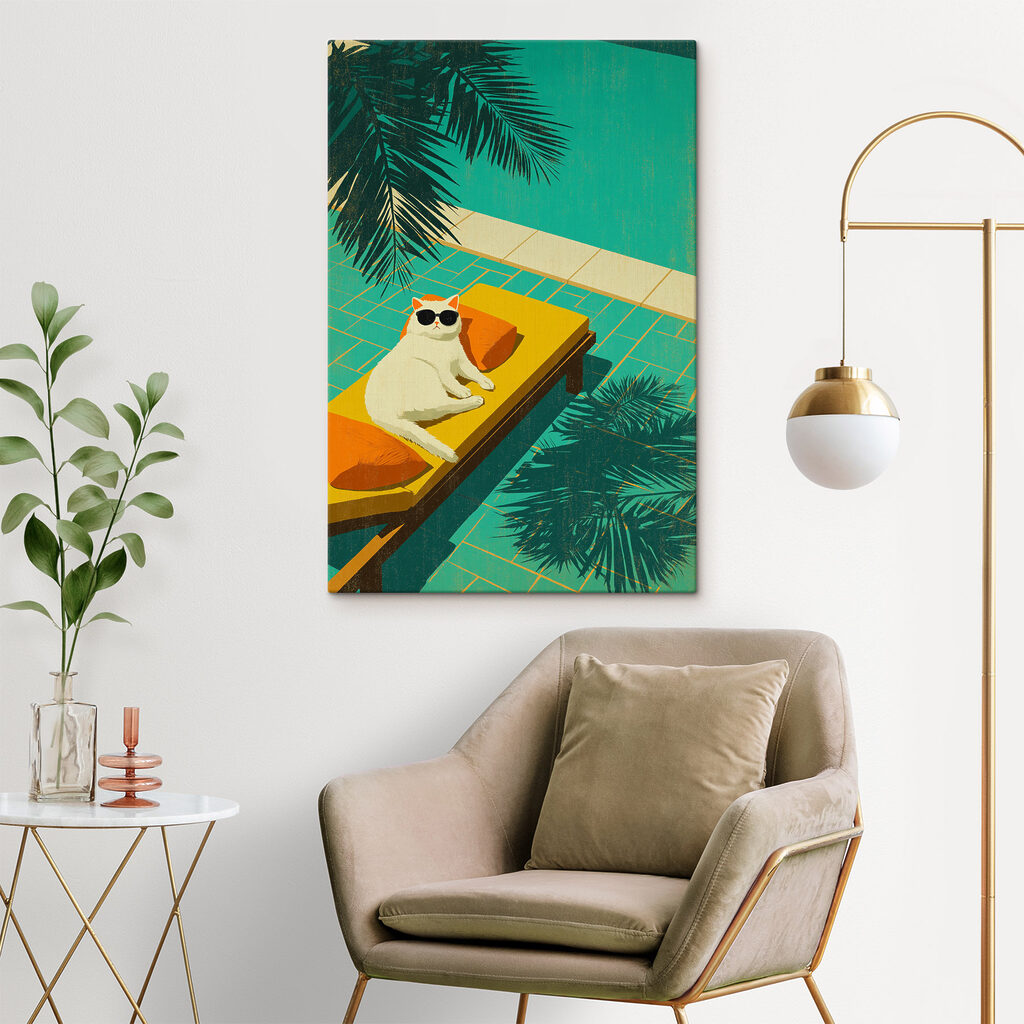 Kat die op een bed ligt — interieur 2