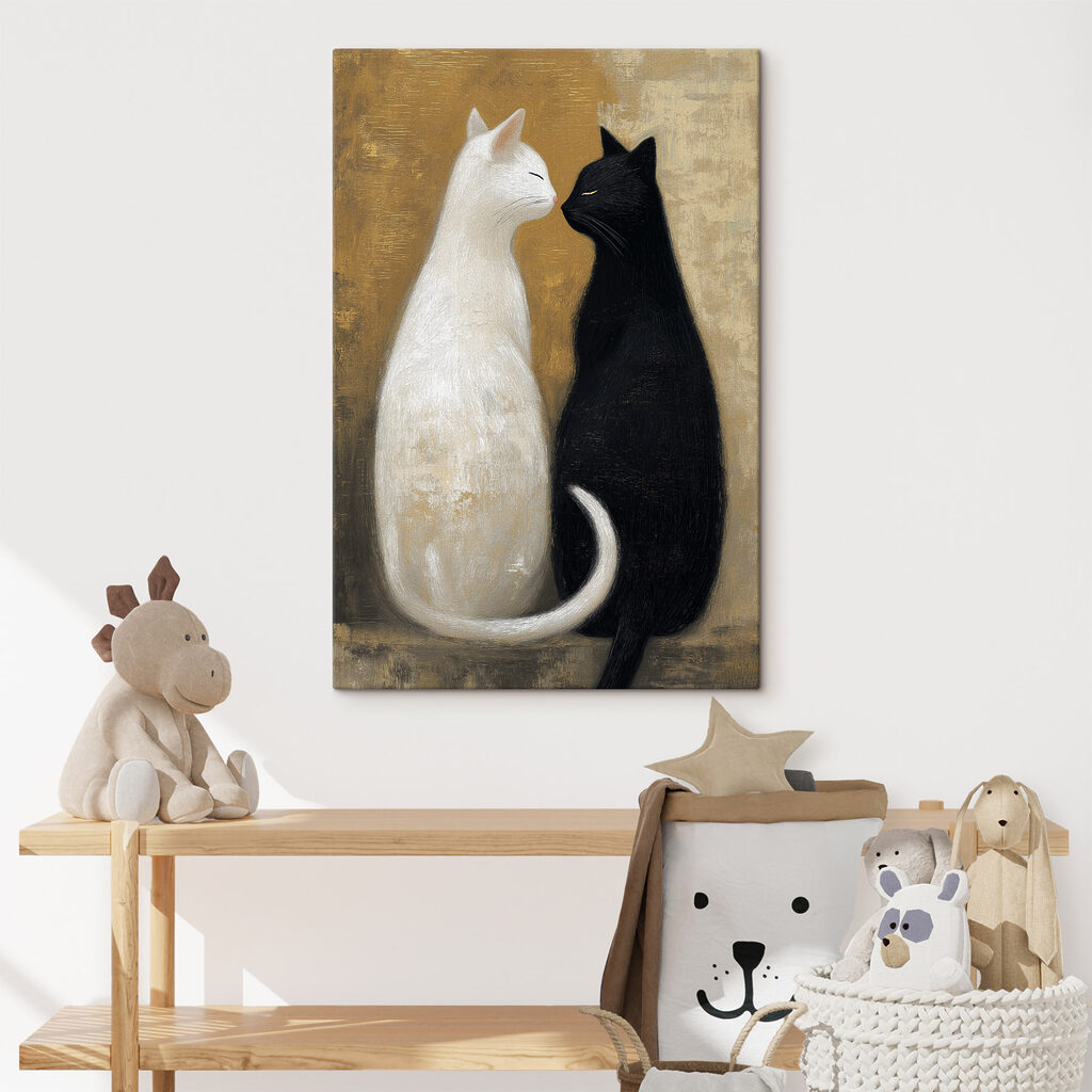 Zwarte en witte katten — interieur 2