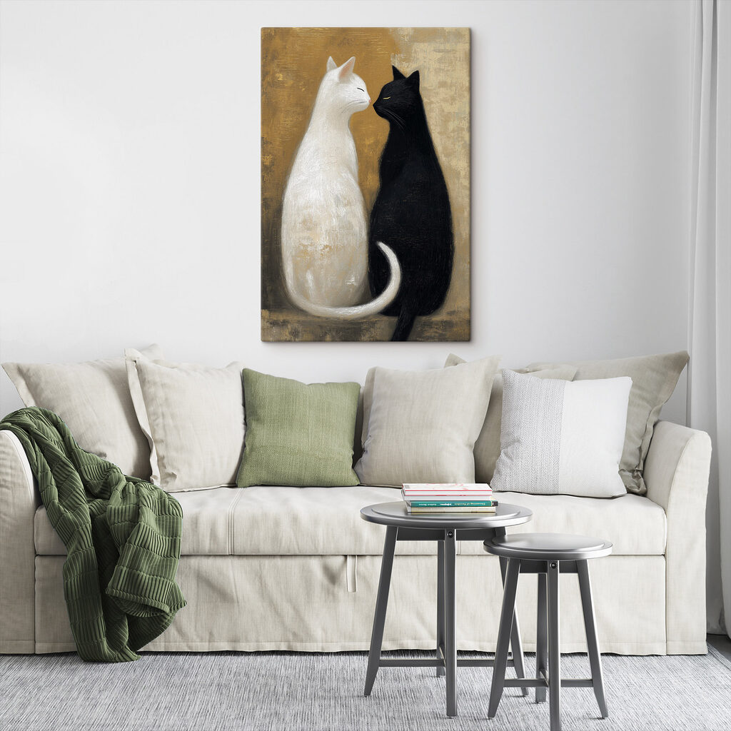 Zwarte en witte katten — interieur 1