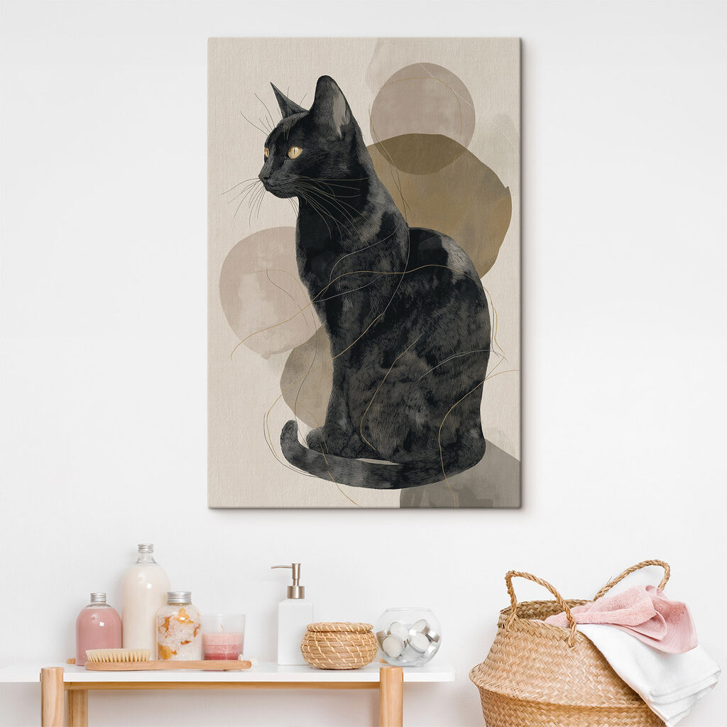 Zwarte kat met gele ogen — interieur 2