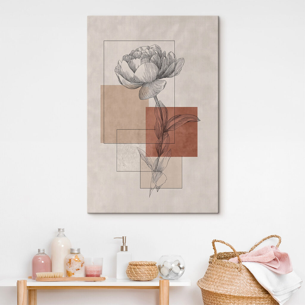 Bloem met een blad en vierkante vormen — interieur 2