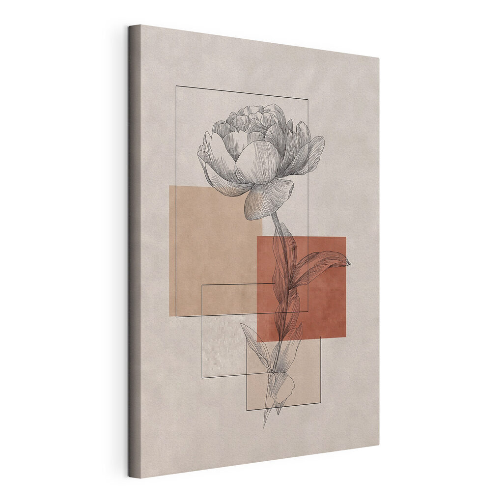 Bloem met een blad en vierkante vormen — productweergave