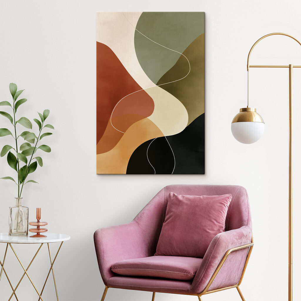Kleurrijk kunstwerk met witte lijnen — interieur 1