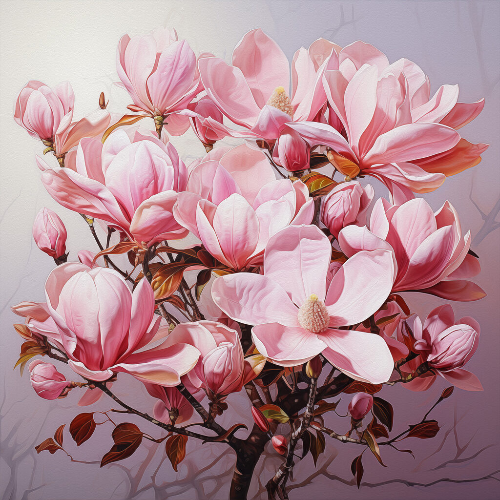 Tere roze bloemen in volle bloei — volledig ontwerp