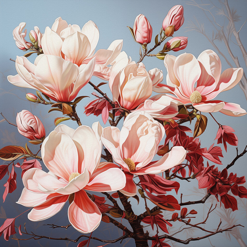 Bloesems in zachte pasteltinten — volledig ontwerp