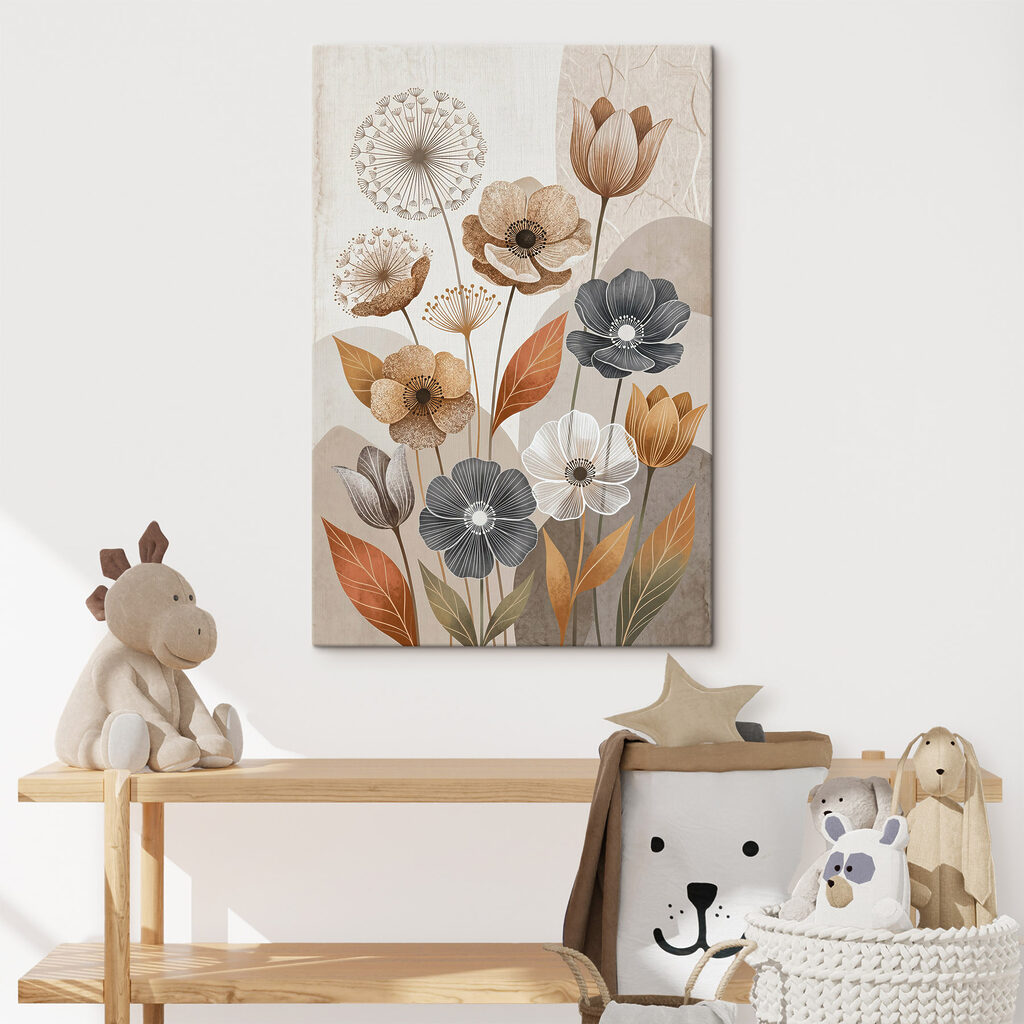 Elegant bloemmotief in subtiele tinten — interieur 1