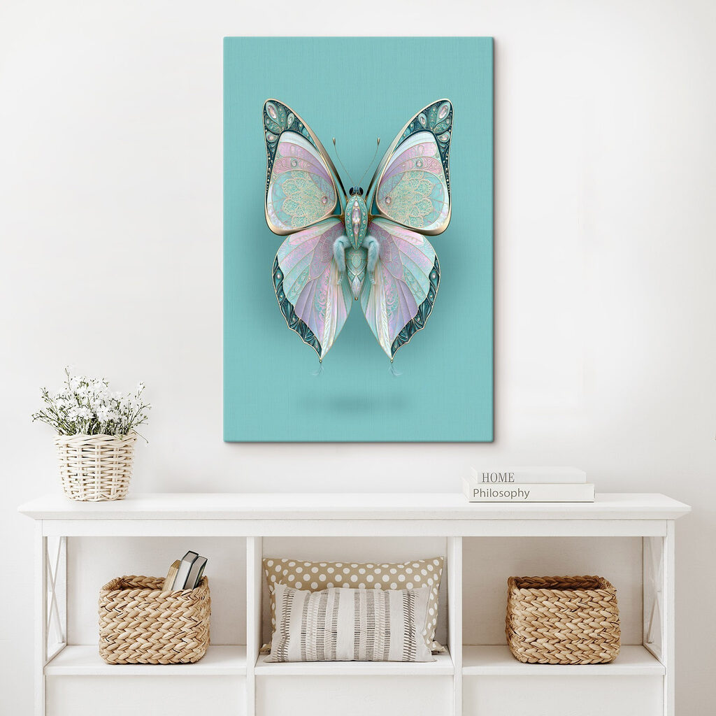 Vlinder met vleugels en een blauwe achtergrond — interieur 2