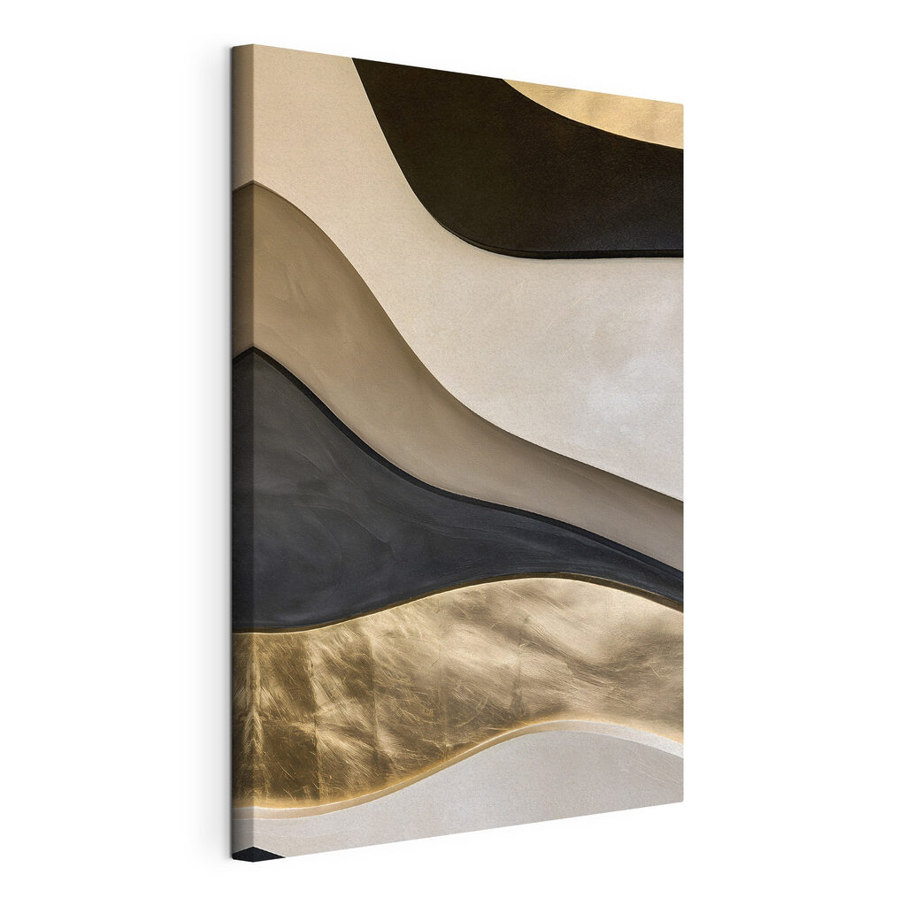Vloeiende patronen in monochrome tinten, gespannen canvas met doorlopende rand
