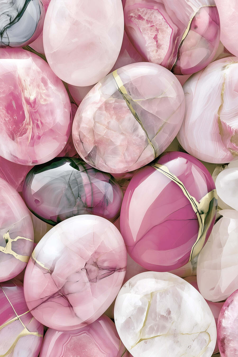 Groep roze en witte ovale stenen — volledig ontwerp