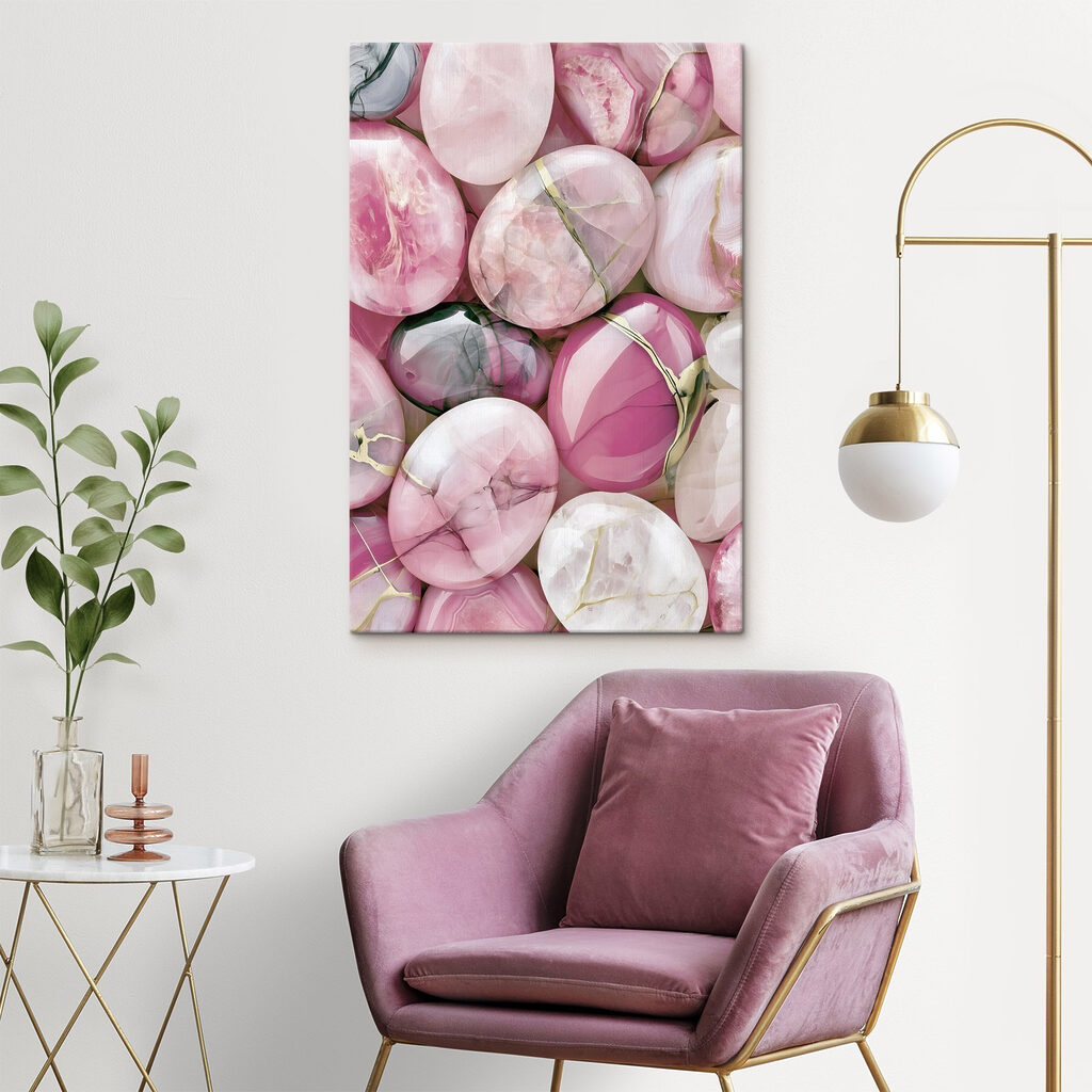 Groep roze en witte ovale stenen — interieur 2