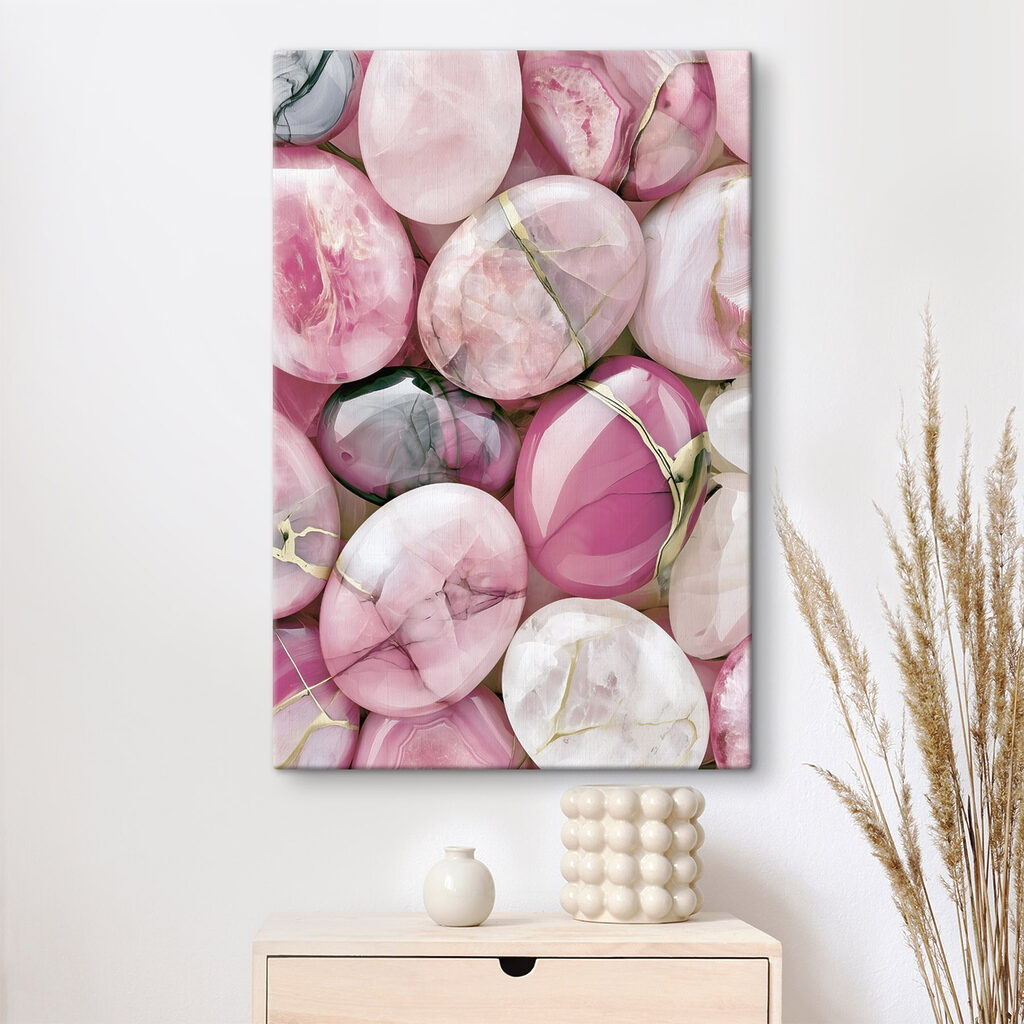 Groep roze en witte ovale stenen — interieur 1