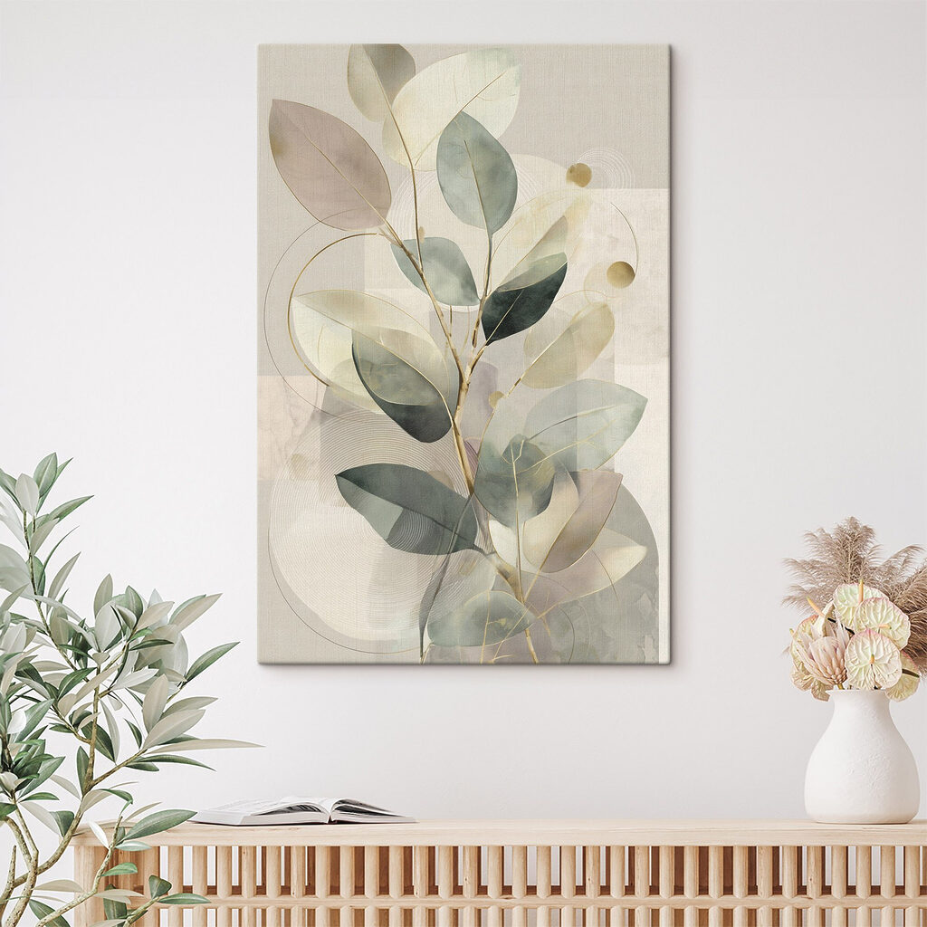 Zachte tinten en subtiele bladmotieven — interieur 1